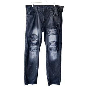 Decibel Moto black 36 x 32 mens denim jeans streetwear